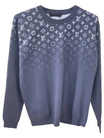 1AFAP LV Ski Gradient Cotton Crew Neck Knit Blue Gray Men s TSH 271399 - LOUIS VUITTON - BALAAN 1