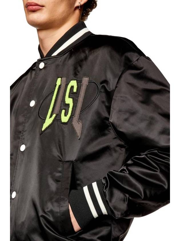 Men's Satin Lies Patches Track Jacket Black - DIESEL - BALAAN 3