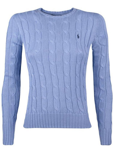 Ralph Lauren Cotton Cable-Knit Crew Neck Sweater New Blue Litchfield - RALPH LAUREN - BALAAN 1