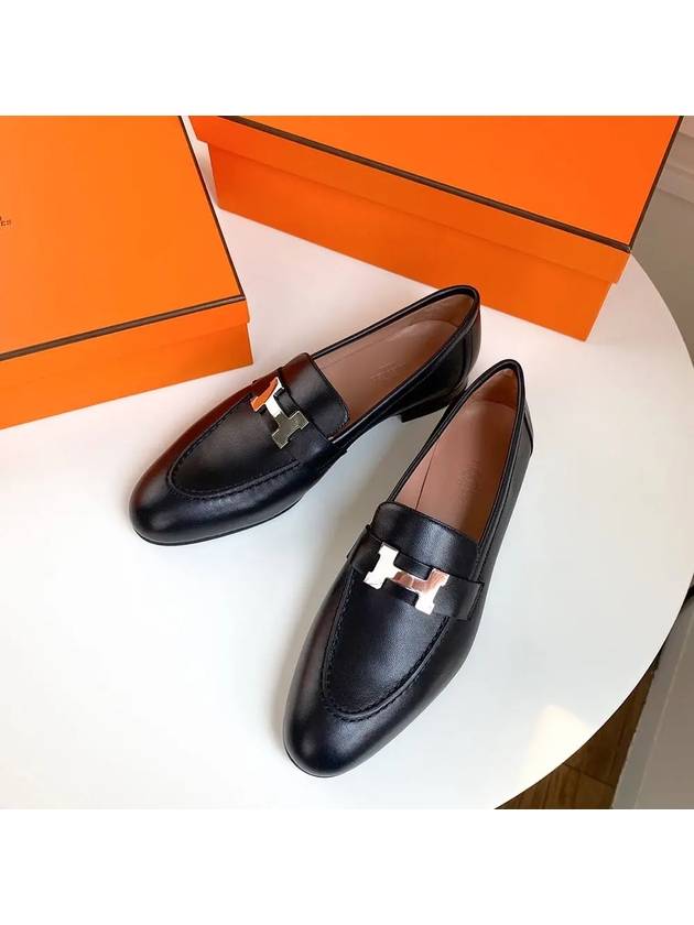 Paris Loafers Goatskin Palladium Noir - HERMES - BALAAN 2