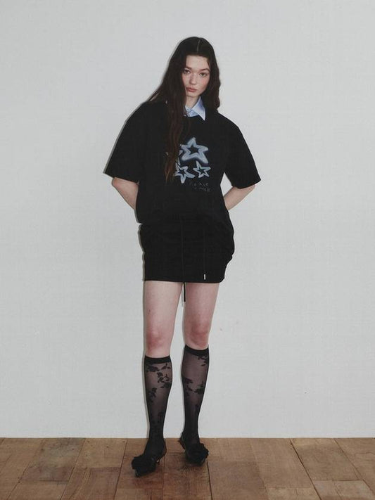 Star Shine Embo Print T Shirt_Black_W - KINETO - BALAAN 1