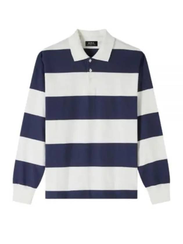 Riley Striped Long Sleeve Polo Shirt Navy White - A.P.C. - BALAAN 2