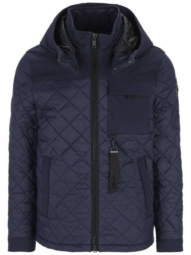 Men's Out Bank Down Hooded Jacket Blue - MOOSE KNUCKLES - BALAAN 1