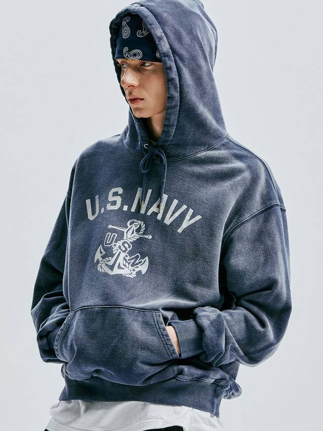 USN VTG Dying Hoodie Dusty Navy - KND - BALAAN 7