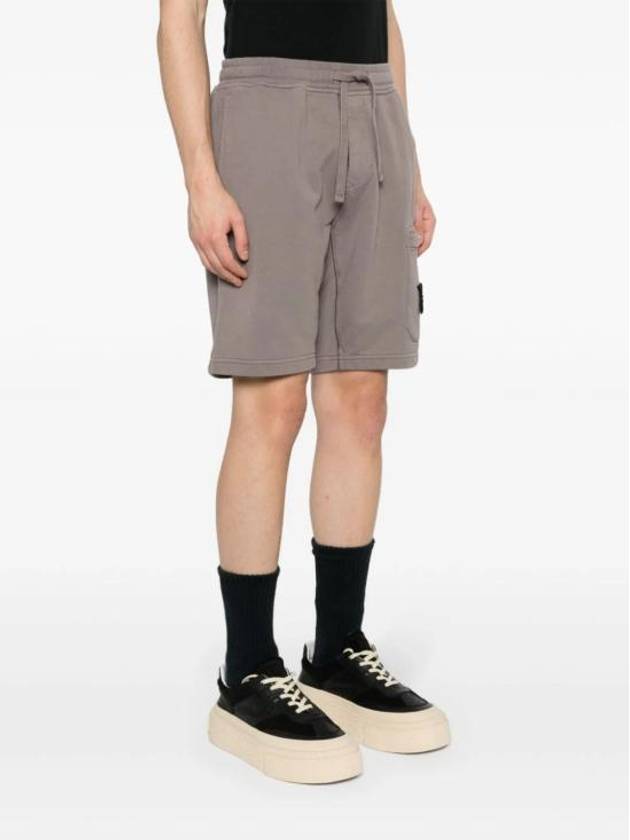 Cotton Fleece Cargo Bermuda Short Dove Grey - STONE ISLAND - BALAAN 4