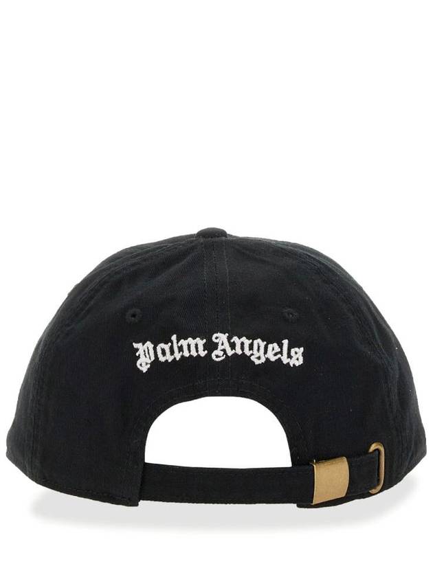 Embroidered Monogram Base Ball Cap Black - PALM ANGELS - BALAAN 3