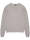 Men s gray linen blend round knit long sleeve t shirt ATEE113 - IKALOOOK - BALAAN 1