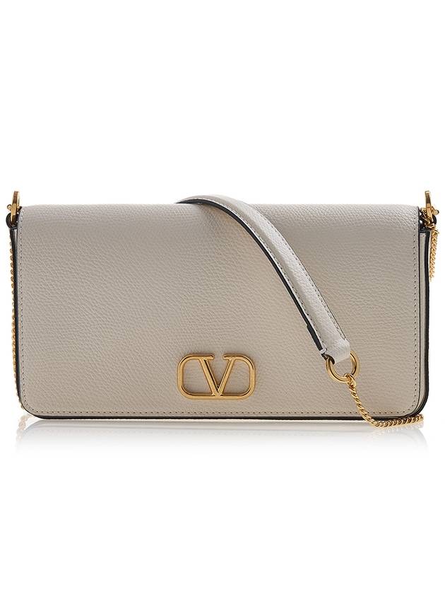 V Logo Signature Leather Chain Shoulder Bag Ivory - VALENTINO - BALAAN 2