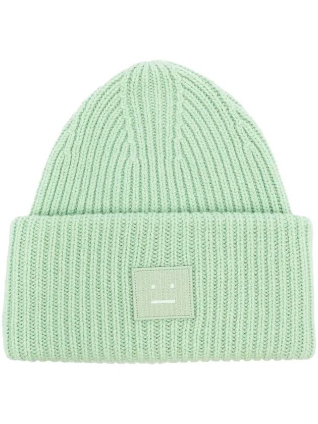 Face Patch Ribbed Wool Beanie Spring Green - ACNE STUDIOS - BALAAN 2