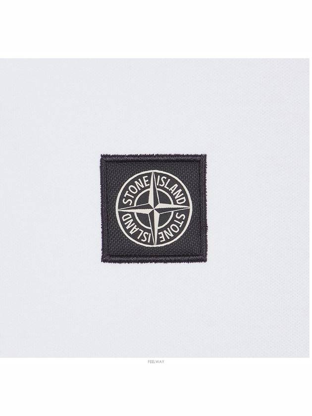 Stretch Cotton Pique Short Sleeve Polo Shirt White - STONE ISLAND - BALAAN 6