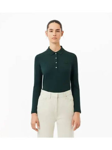 Women s slim fit long sleeve polo shirt deep green - LACOSTE - BALAAN 1