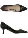 Women' Triangle Logo Patent Leather Pumps Black - PRADA - BALAAN 3