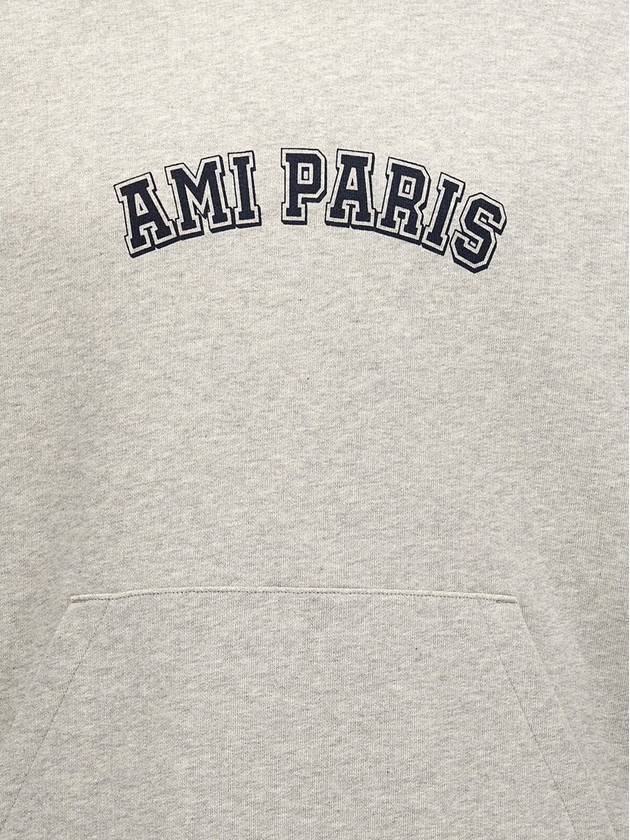 Classic Logo Print Hoodie Grey - AMI - BALAAN 5