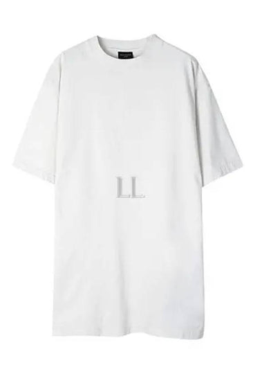 Rhinestone Logo Cotton Short Sleeve T-Shirt White - BALENCIAGA - BALAAN 2