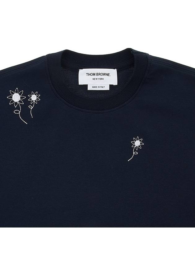 Embroidered Flower Dolman Short Sleeve T-Shirt Navy - THOM BROWNE - BALAAN 4