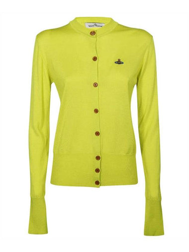 Women's ORB Embroidered Logo Cardigan Yellow - VIVIENNE WESTWOOD - BALAAN 1