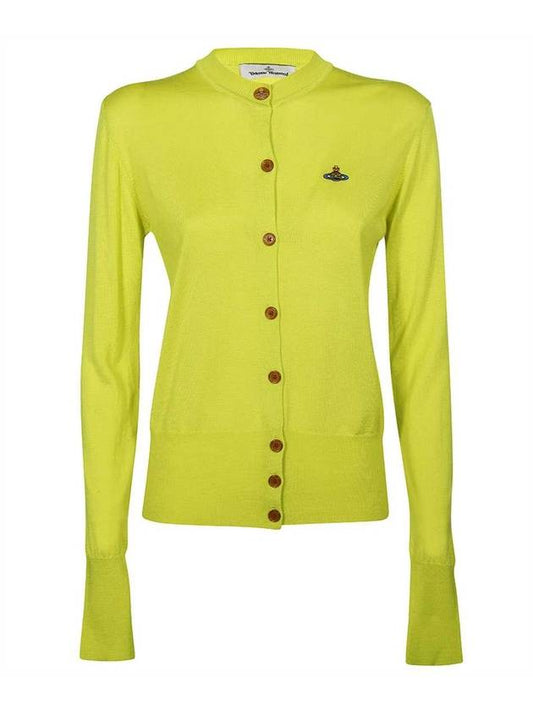 Women's ORB Embroidered Logo Cardigan Yellow - VIVIENNE WESTWOOD - BALAAN 1