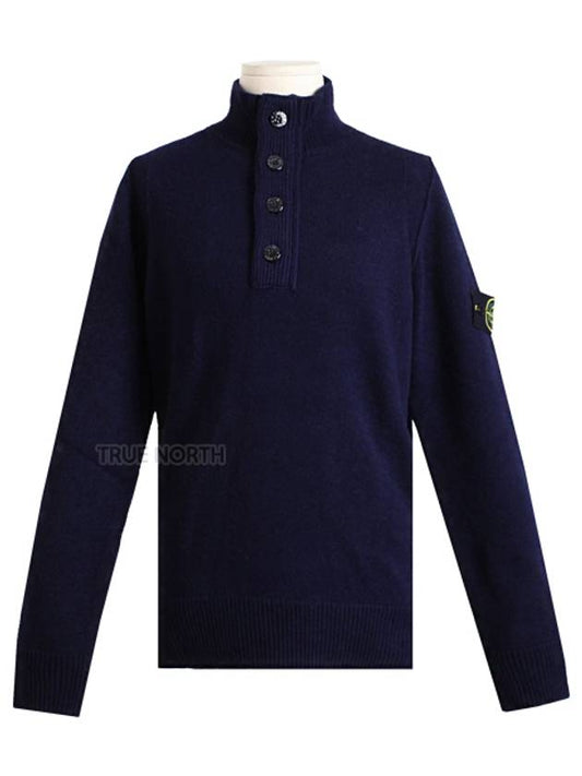 Wappen Patch Button Knit Top Navy - STONE ISLAND - BALAAN 2