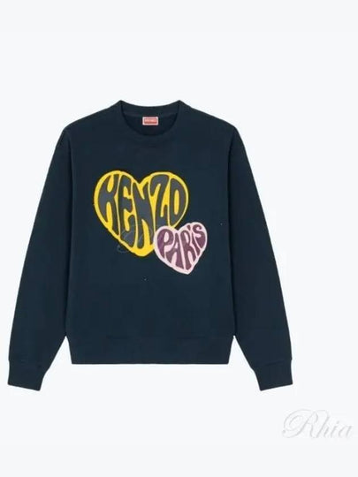 Heart Classic Cut Sweatshirt Midnight Blue - KENZO - BALAAN 2