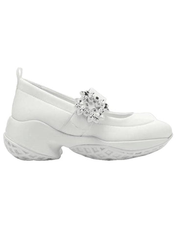 Viv' Run Strass Buckle Ballerina White - ROGER VIVIER - BALAAN 1