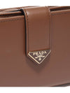 Triangle Logo Leather Half Wallet Cognac - PRADA - BALAAN 5