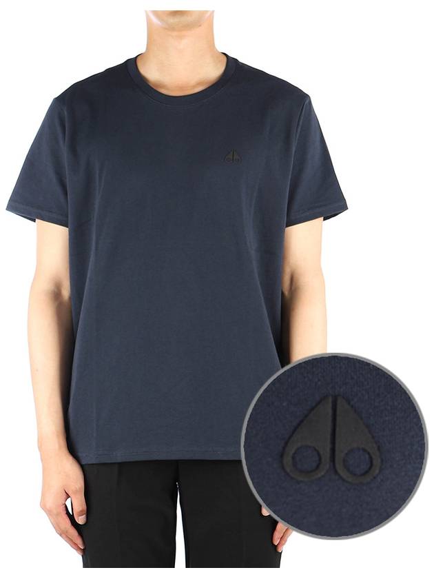 Logo Print Cotton Short Sleeve T-shirt Navy - MOOSE KNUCKLES - BALAAN 2