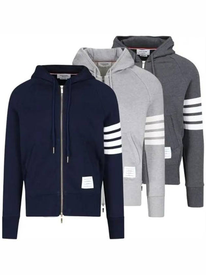 Engineered 4 Bar Diagonal Zip Up Hoodie Navy - THOM BROWNE - BALAAN 2