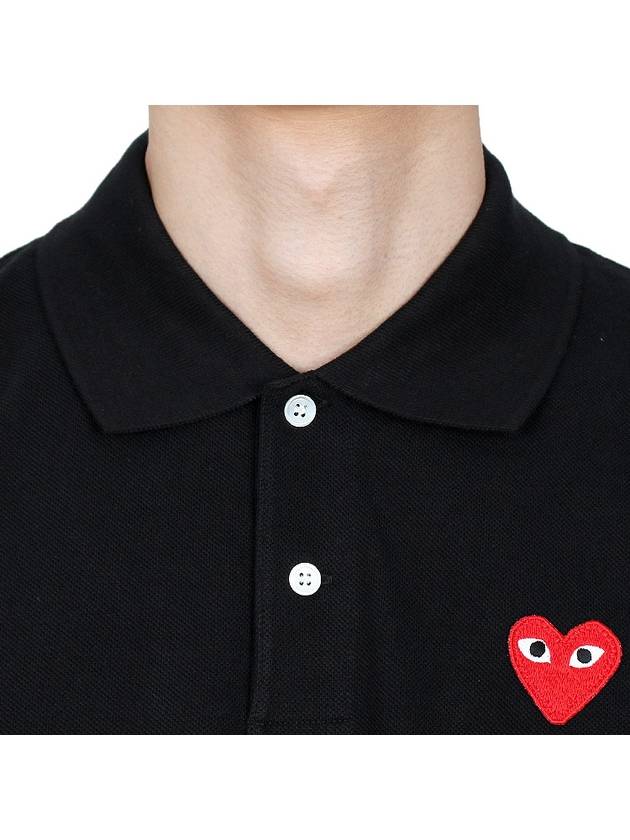 Red Heart Wappen Polo Shirt Black - COMME DES GARCONS - BALAAN 7