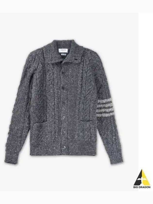 4-Bar Arm Band Knit Cardigan Grey - THOM BROWNE - BALAAN 2