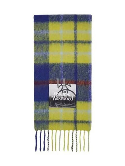 Tartan Check Alpaca Wool Muffler Blue - VIVIENNE WESTWOOD - BALAAN 2