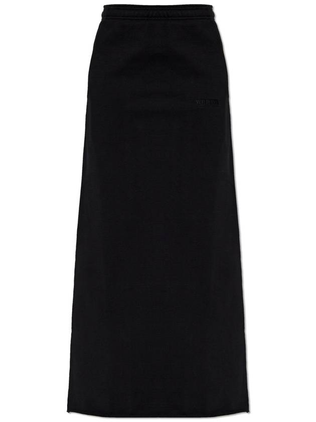 Embroidered Logo Cotton H-Line Skirt Black - VETEMENTS - BALAAN 1