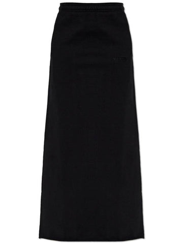 Embroidered Logo Cotton H-Line Skirt Black - VETEMENTS - BALAAN 1