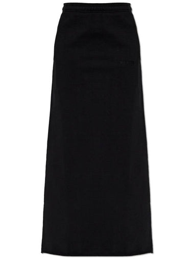 Embroidered Logo Cotton H-Line Skirt Black - VETEMENTS - BALAAN 1