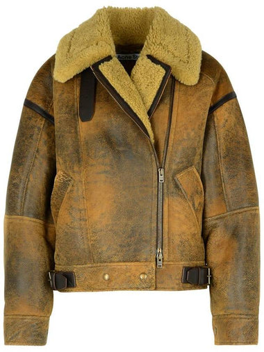 Acne Studios Brown Leather Sheepskin Jacket - ACNE STUDIOS - BALAAN 1