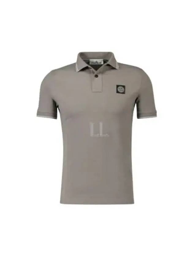 Stretch Cotton Pique Short Sleeve Polo Shirt  Dove Grey - STONE ISLAND - BALAAN 2