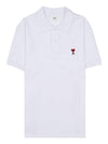 Heart Logo Polo Shirt White - AMI - BALAAN 11