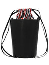 Pebble Grain Leather Mini Bucket Bag Black - THOM BROWNE - BALAAN 1