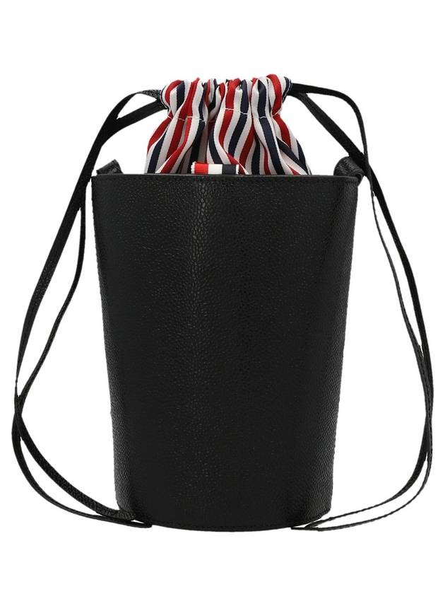 Pebble Grain Leather Mini Bucket Bag Black - THOM BROWNE - BALAAN 1