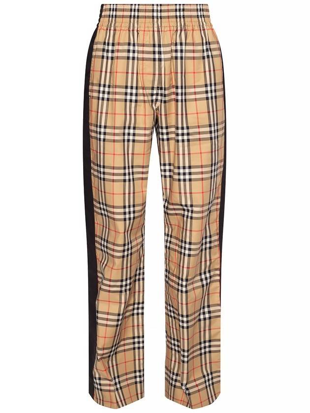 Side Stripe Vintage Check Stretch Cotton Trousers Archive Beige - BURBERRY - BALAAN.