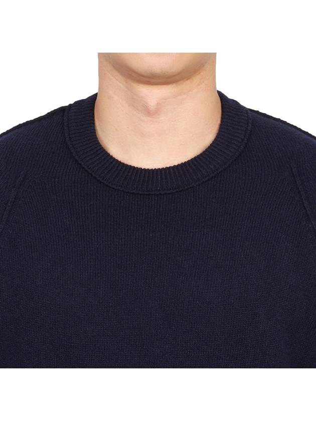 Lambswool GRS Crew Neck Knit Top Navy - CP COMPANY - BALAAN 6