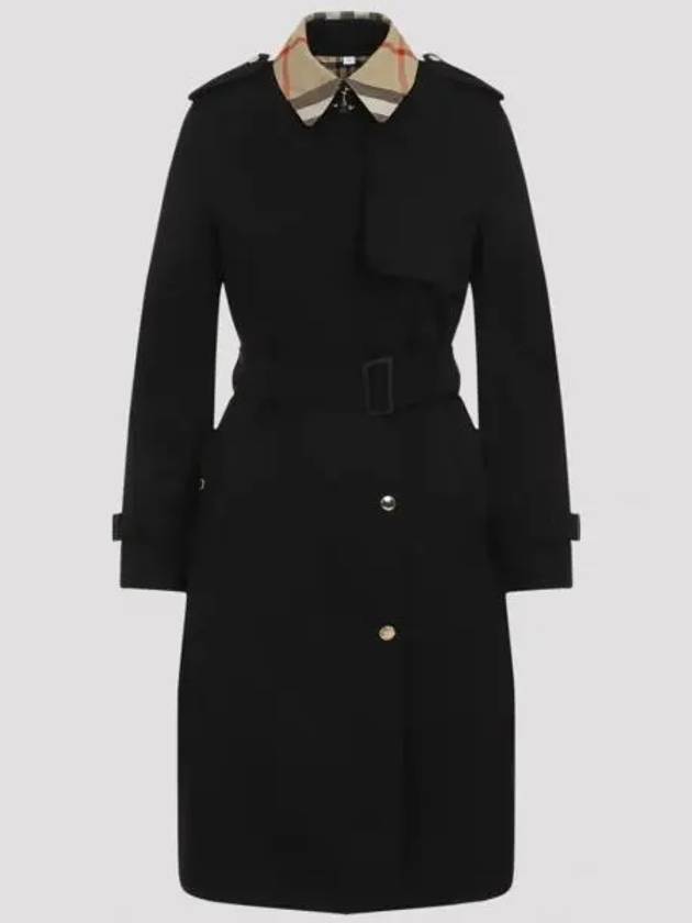 Check Panel Gabardine Trench Coat Black - BURBERRY - BALAAN 2