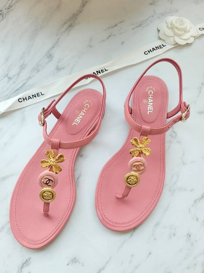 36 size clover button string sandals pink - CHANEL - BALAAN 2