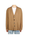 V-neck Button Wool Cardigan Dark Beige - JIL SANDER - BALAAN 2