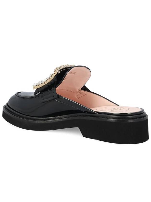 Viv' Rangers Crystal Buckle Shiny Leather Mule Black - ROGER VIVIER - BALAAN 4