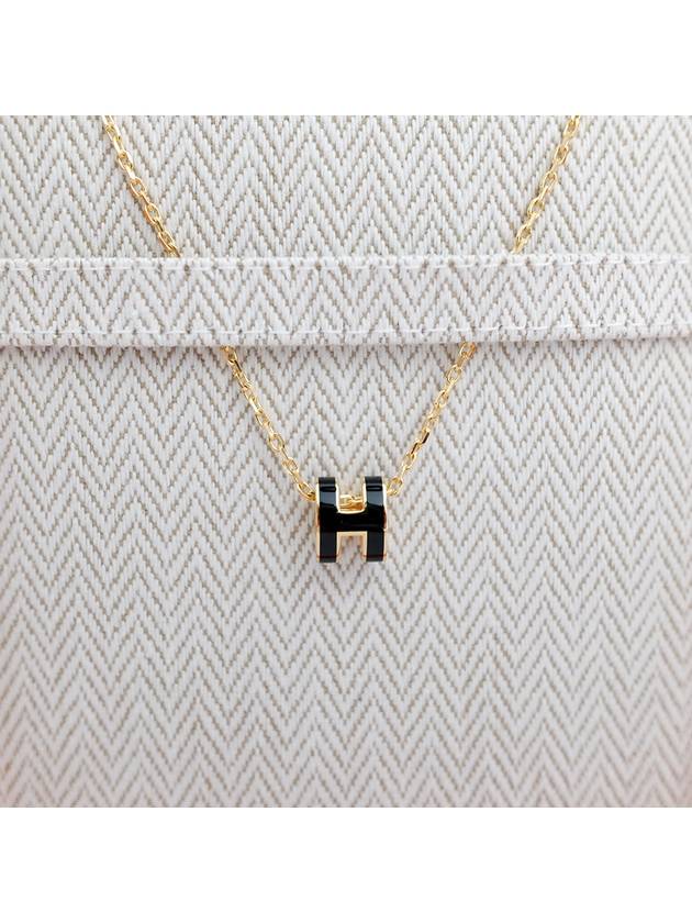 Mini Pop H Pendant Necklace Gold Noir - HERMES - BALAAN 4