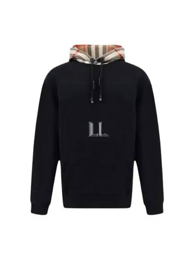 Check Hood Cotton Hoodie Black - BURBERRY - BALAAN 2