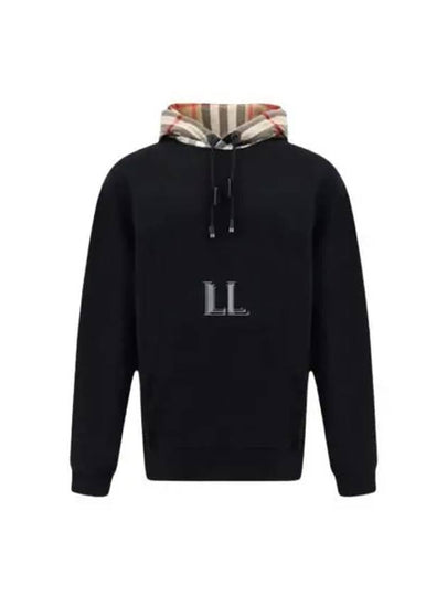 Check Hood Cotton Hoodie Black - BURBERRY - BALAAN 2