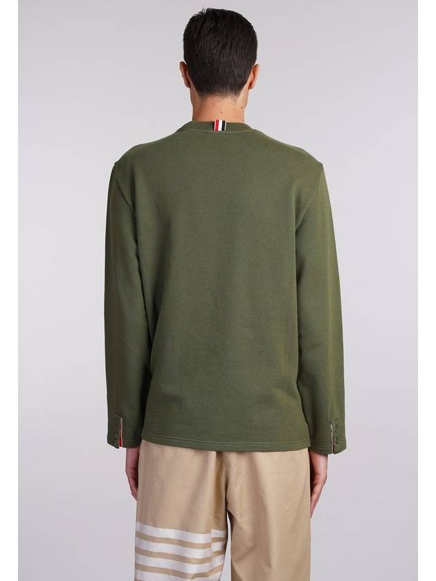 Crew neck long sleeve t shirt olive green - THOM BROWNE - BALAAN 4