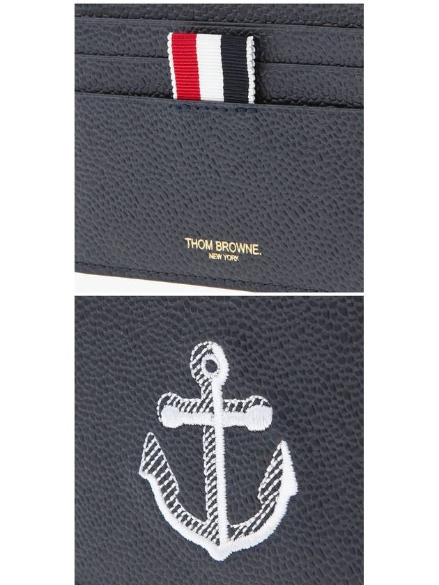 Pebble Grain Anchor Card Wallet Navy - THOM BROWNE - BALAAN 5