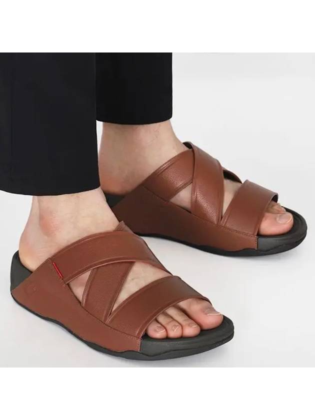 Peep Toe Cross Strap Comfort Slippers Brown - FITFLOP - BALAAN 2